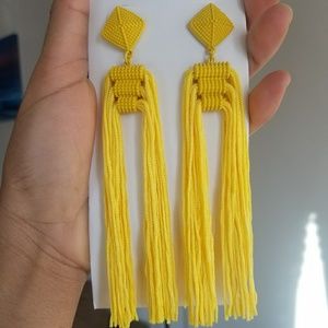 Yellow long tassel earrings